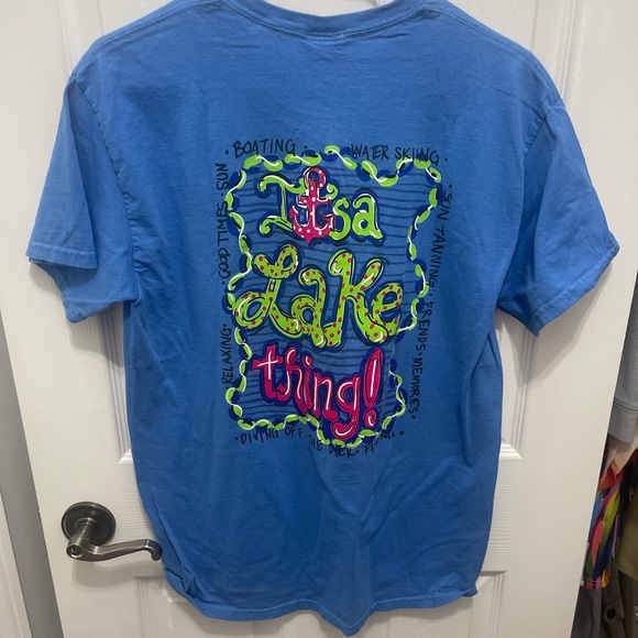 COPY - Blue Graphic Relaxed Tee with Green Accents - Picture 1 of 16